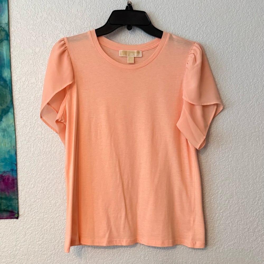 MK Peach Ruffle Sleeve Women's Blouse